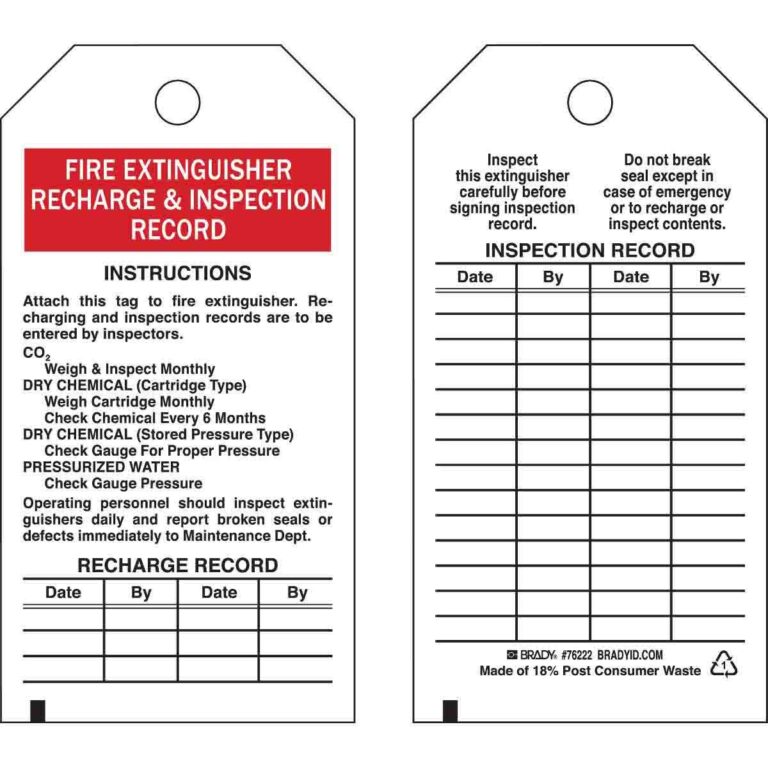 Printable Fire Extinguisher Inspection Tags Template Pdf - Printable ...