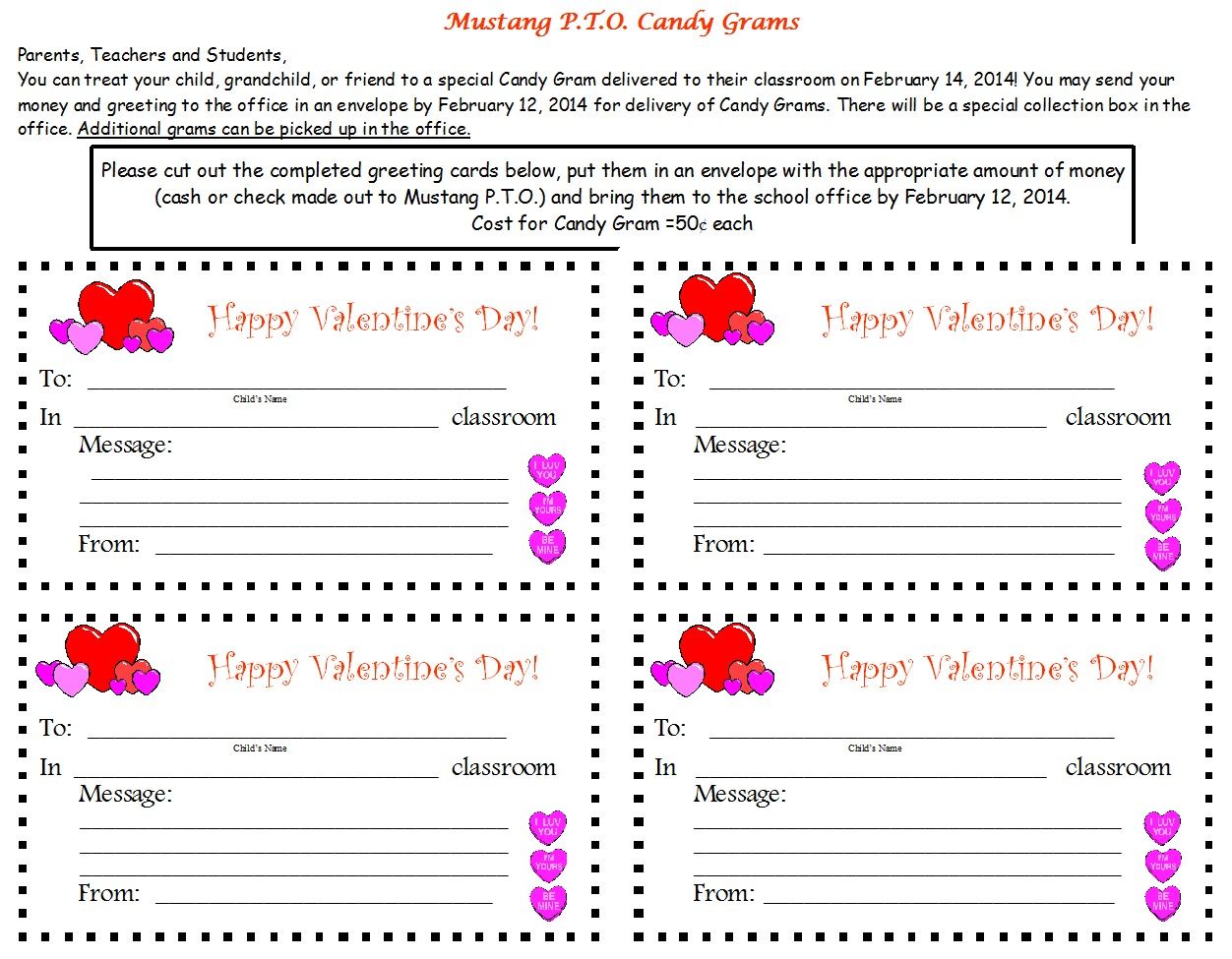 Free Printable Valentine Candy Gram Template terbaru