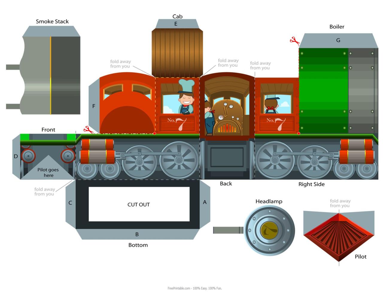 Free Printable Paper Train Cut Out Template
