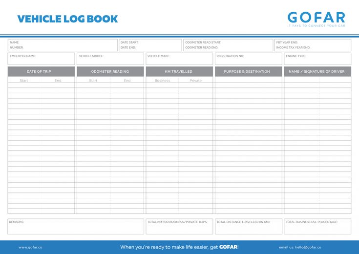 Excel Printable Vehicle Log Book Template terbaru