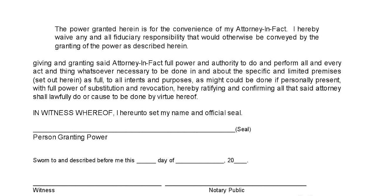 Printable Power Of Attorney Resignation Letter Template