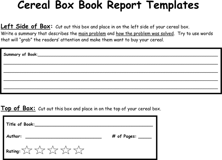 Printable Cereal Box Book Report Template Free