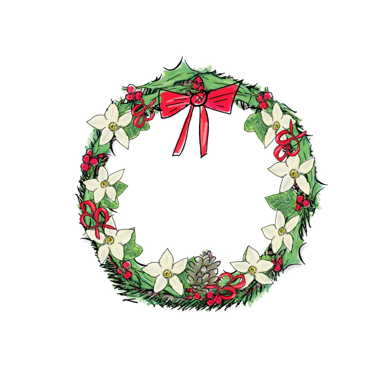 Free Printable Christmas Wreath Template terbaru