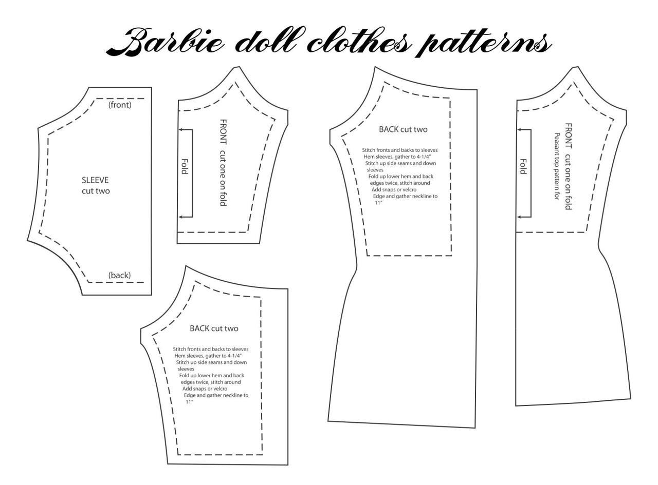 Template Printable Barbie Clothes Patterns terbaru