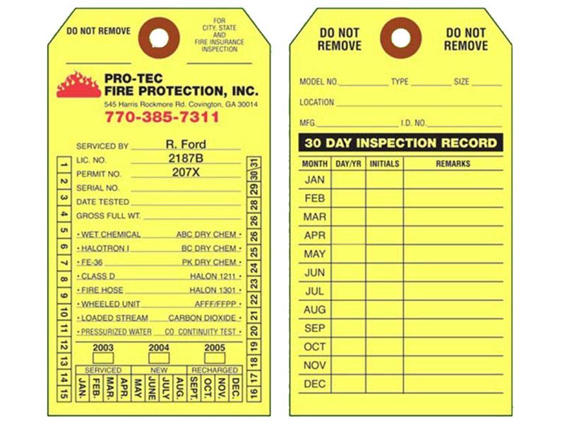 extinguisher fire inspection tags record template log sheet tag labels year maintenance label monthly cardstock equipment metal sku heritagechristiancollege xpresstags