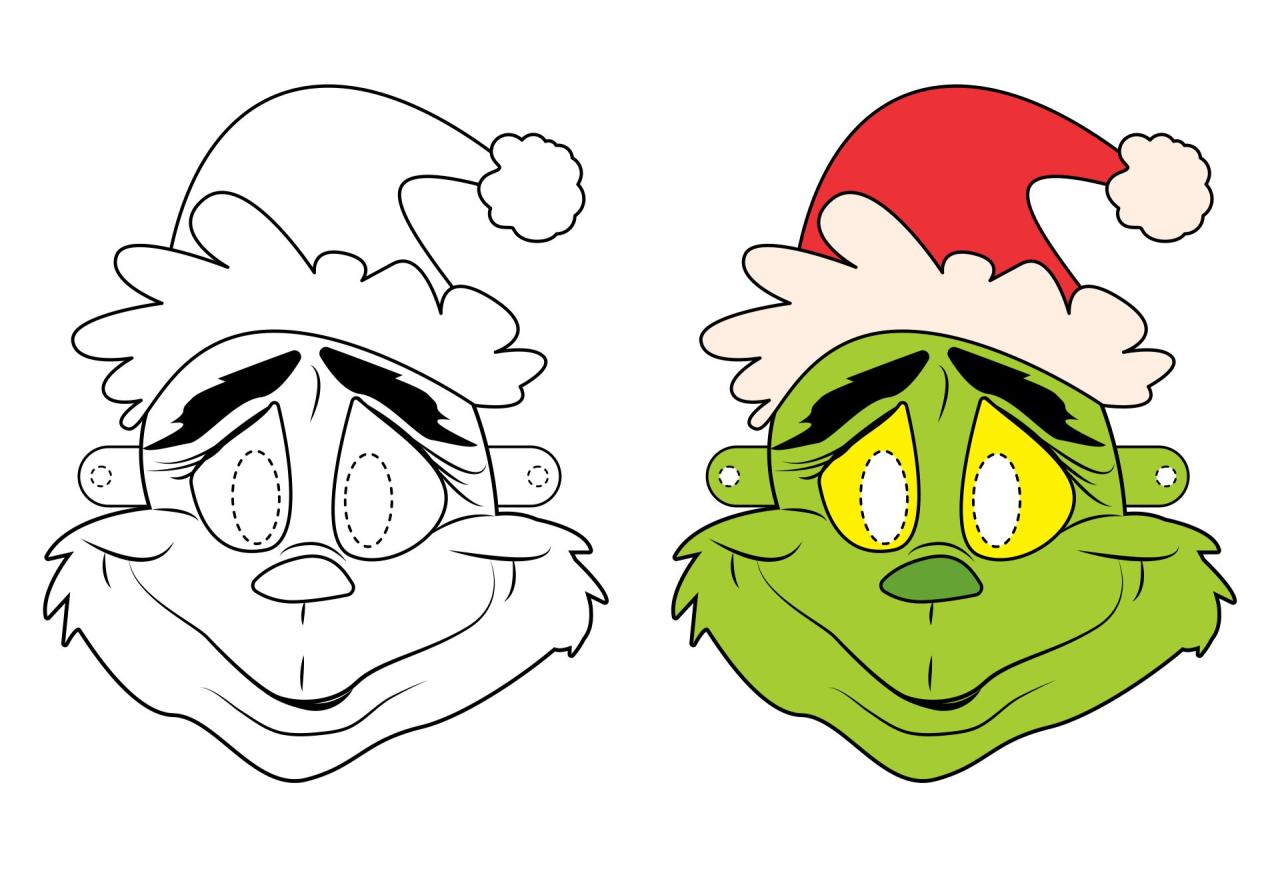 grinch pattern printable face template christmas printablee via make grin pages stole