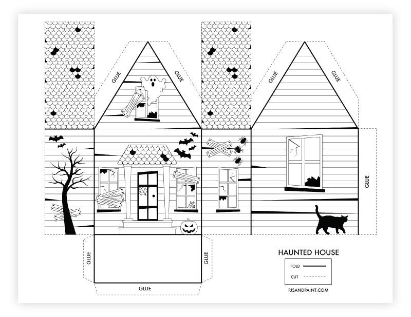Printable 3d Haunted House Template terbaru