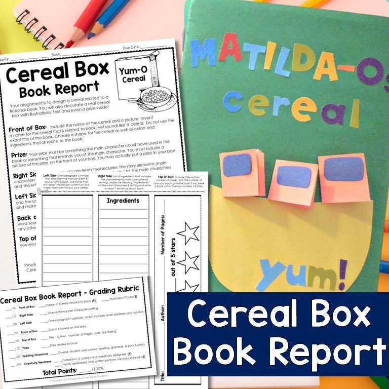 Printable Cereal Box Book Report Template Free terbaru