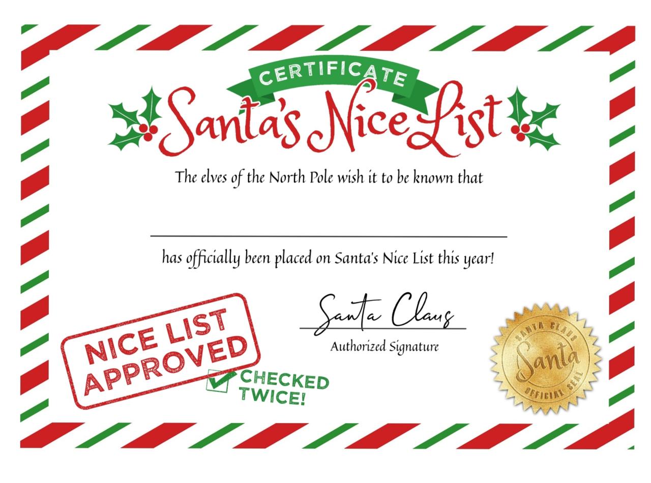 santa printable certificate christmas nice list official certificates template templates kids printables gift xmas holiday letters good ideas letter print