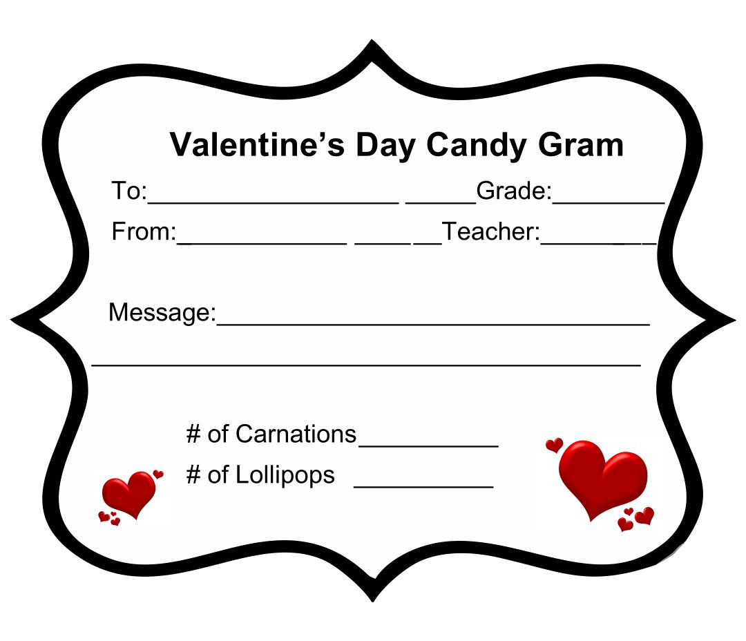 Free Printable Valentine Candy Gram Template