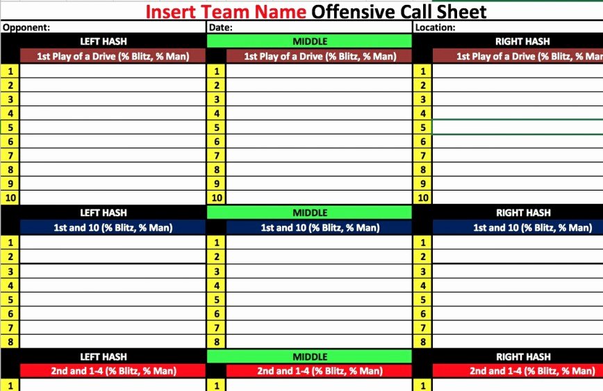 Excel Printable Football Practice Plan Template terbaru